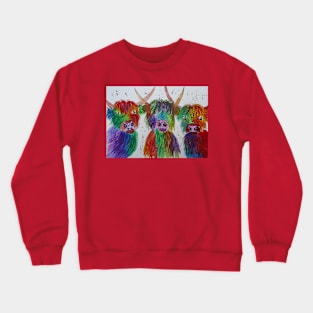 Three Funny Colourful  Highland Cows Crewneck Sweatshirt